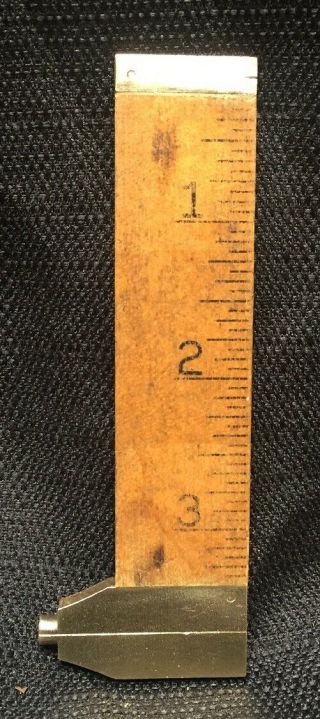 Vintage STANLEY 136 - 1/2 Wood & Brass Rule / Caliper Tool Made in USA - FREESHIP 3