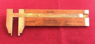Vintage STANLEY 136 - 1/2 Wood & Brass Rule / Caliper Tool Made in USA - FREESHIP 5