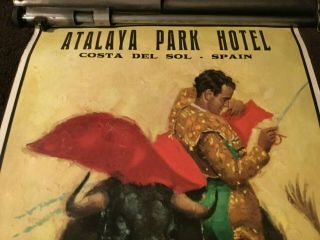 1968 Atalaya Park Hotel Costa Del Sol POSTER (SPAIN,  BULLFIGHT,  MATADOR) 2