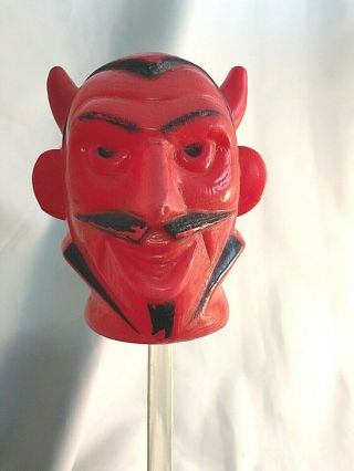 Vtg 60s Blow Mold Plastic Devil Head Satan Halloween Toy Decoration