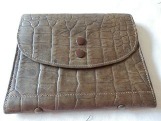 Vintage Crocodile Leather Fly Wallet 61/4 " X 5 1/4 " 4 Internal Sections