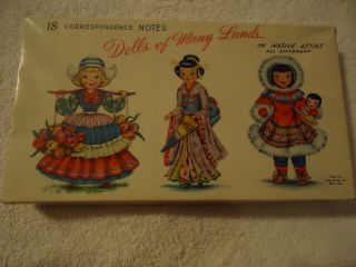 Vintage Dolls Of Many Lands 15 Greeting Blank Note Cards 14 Envelopes