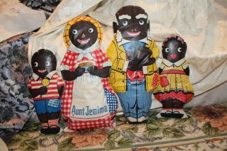 Vintage 1949 Aunt Jemima,  Uncle Mose,  Diana And Wade Oil Cloth Doll Family
