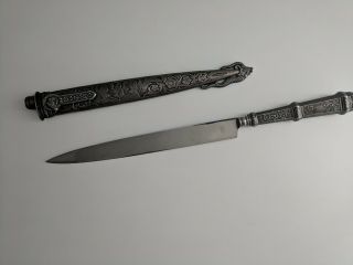 XONI Vintage Knife/Letter Opener W/Metal Sheath. 7