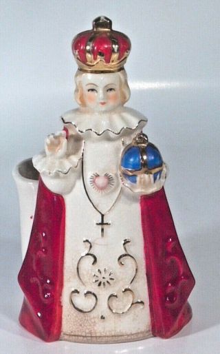 Vintage Jesus Of Prague Porcelain Infant Figurine Planter Bishop Pope Japan