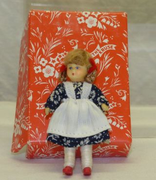 Vintage 1990s Kathe Kruse 2 1/2 " Mini Doll Pin W/ Box Lid Miniature Cloth Cute