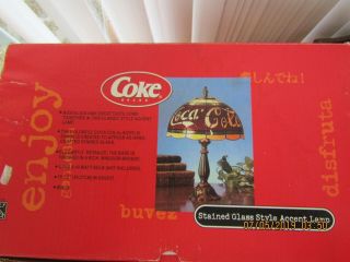 Coca cola tiffany style lamp faux stain glass vintage 2000 NIB 15.  5 