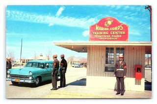 Vintage Postcard Entrance Marine Corps Training Center Twentynine Palms Ca V1