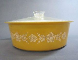Vintage Pyrex Big Bertha Butterfly Gold 4 Qt Covered Casserole 664 & Lid Cover