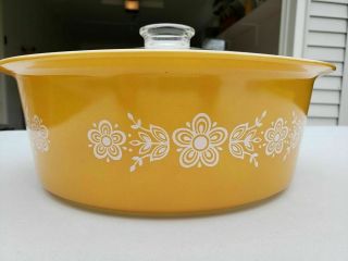 Vintage Pyrex Big Bertha Butterfly Gold 4 Qt Covered Casserole 664 & Lid Cover 3