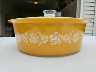Vintage Pyrex Big Bertha Butterfly Gold 4 Qt Covered Casserole 664 & Lid Cover 5