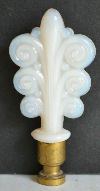 Vintage Aladdin Alacite Glass Lamp Finial Lovely Opalescent Scroll Design