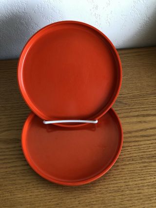Vintage Heller By Massimo Vignelli 2 Red/orange Salad Plates 7 1/2 "