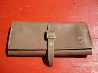 Vtg Mark Cross Brown Leather Jewelry Roll Wallet - Italy - Jewelry Travel $298r