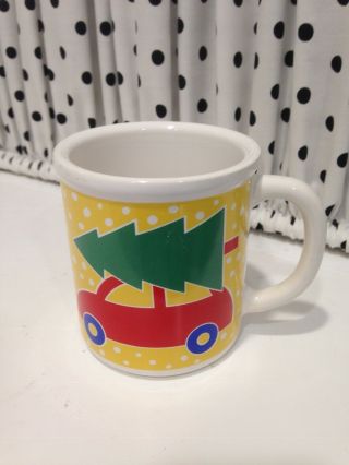 Vintage Marimekko Cup Mug By Pfaltzgraff Automobile Car Christmas Tree