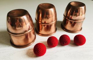 Cups And Balls Chop Cup Vintage Copper Magic Props Conjuring Rare Antique Trick