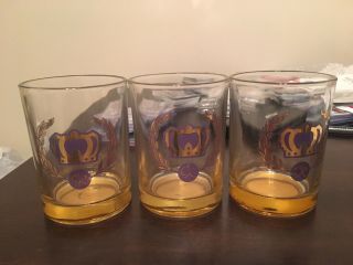 Vintage Rare The Crown Royal Company Cr Gold Heavy Base Glasses (3)