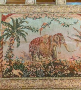 Vintage Tapestry Wall Hanging Elephant,  Caravan Pale Browns 32.  5 X 26 AS. 2
