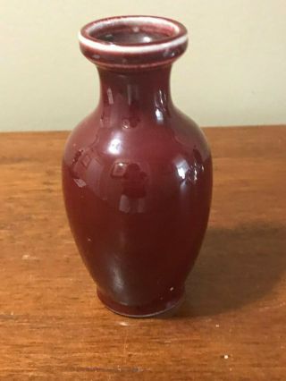 Vintage Chinese Blood Red Art Pottery 5 3/4 " Vase Signed