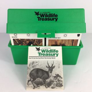 Illustrated Wildlife Treasury Cards Animal Facts Green Case Homeschool Vintage