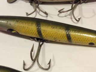 Three Vintage Wood Smithwick Lures Devil’s Horse,  MA Scooter,  Rooter 5