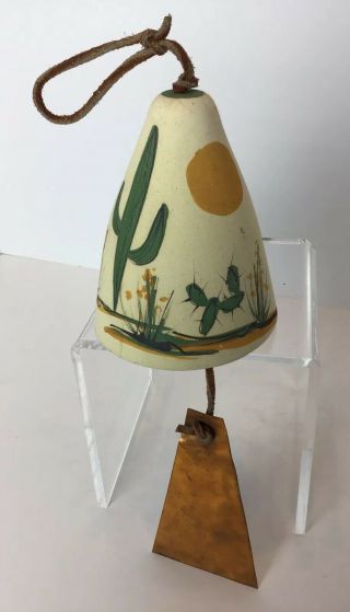 Gatti Rare Vintage Mid Century Signed Ceramic Pottery Wind Chime Desert Theme