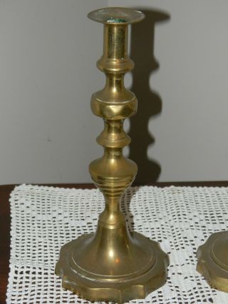 Vintage Antique Very Old Solid Brass Candlestick Pair 11 