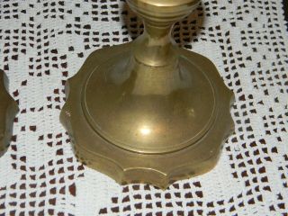 Vintage Antique Very Old Solid Brass Candlestick Pair 11 
