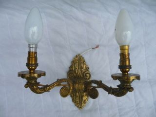 Vintage Single Gilt Brass Twin Lamp Wall Light Sconces French Rococo Baroque