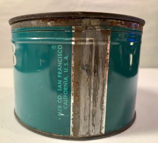 Coffee Can Vintage MJB 1 Pound Tin with Lid Advertising Farmhouse Shabby 2
