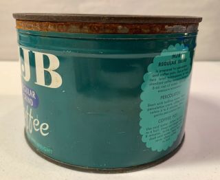 Coffee Can Vintage MJB 1 Pound Tin with Lid Advertising Farmhouse Shabby 4