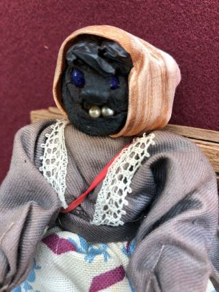 Vintage Handmade 9 " Haunted Scary Voodoo Doll Shrunken Style Head