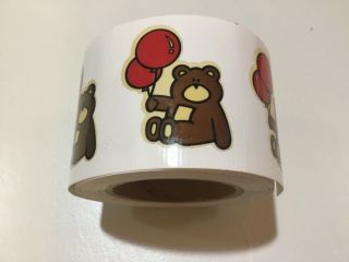 Vintage Sticker Roll Teddy Bear With Balloons 80s 90s