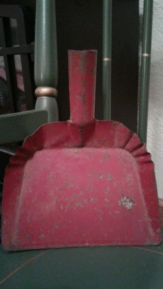 Vintage Or Antique Small Metal Dust Pan,  Red 6 1/4 " X 8 ",  Rustic,  Primitive