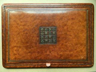 Vintage Rare Horchow Desk Blotter Pad Made In Italy Gold Leather 23.  5 X 16.  5