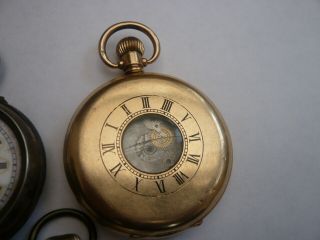 3 VINTAGE POCKET WATCH FOR RESTORATION SILVER 14CT GOLD PLATED CASE WESTCLOX 2