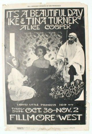 Vtg Fillmore Bill Graham Concert Poster 1st 1969 It 