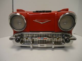 Vintage Randix ‘57 Chevy Portable Am/fm Radio Stereo Cassette Player Red Cr - 1957