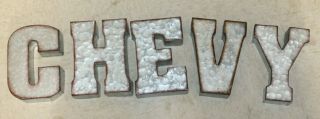 7 " Marque Galvanized Vintage Style Metal 3d 5 Chevy Letters Sign Home Decor