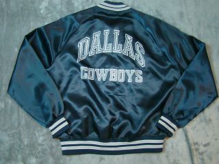 Vintage Chalk Line Satin Nfl Dallas Cowboys Blue Varsity Snap Jacket Large
