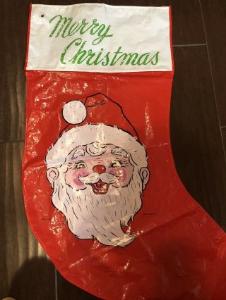 Vintage Kurt Adler Plastic Santa Stocking Large 31”