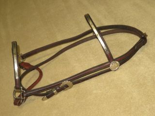 Vintage Leather In Hand Arabian Show Halter With Alpaca Silver