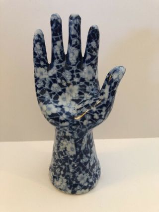 Vintage Ironstone Blue Calico Chintz Hand