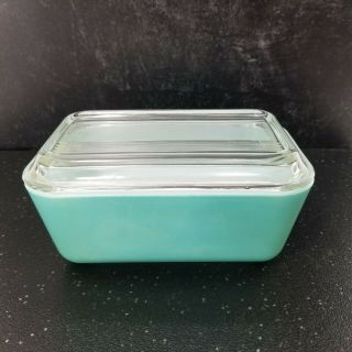 Vtg Pyrex Refrigerator Dish Turquoise Robins Egg Blue 1.  5pts 502 Early Lid 502 - C