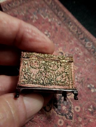 ONE MINIATURE TRUNK ON QUEEN ANNE LEGS,  BY BESPAQ,  TAPESTRY COVERED 1:12 scale 6