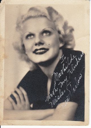 Movie Legend Jean Harlow Signed & Inscribed Vintage 5x7 Fan Publicity Photo