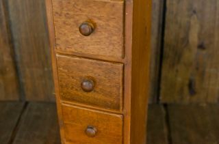 Vintage Primitive Wood Apothecary Spice 4 Drawer Wall Cabinet Box 2