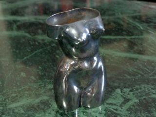 Rare Vintage Sterling Silver Nude Female Body Sculpture By Y.  T.  Kan