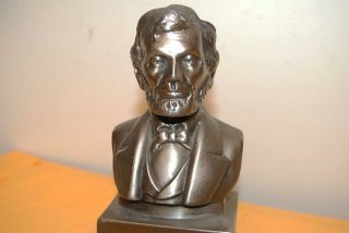 AWESOME PRESIDENT LINCOLN VINTAGE METAL BUST - HEAVY silver plated? USA 2