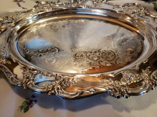 Vintage Towle Silverplate Tray Oval Serving Tray 17 " X12.  5 " Ornate Rose Lattice